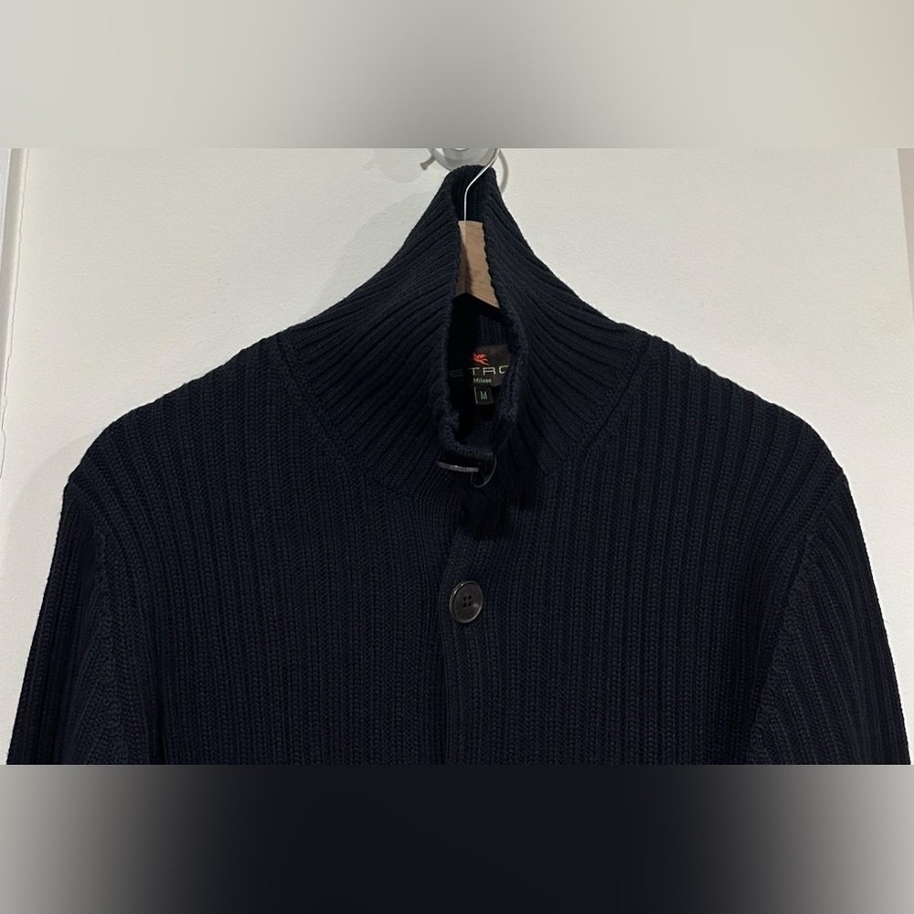 Etro Milano Men's Black Ribbed Wool Sweater - Picture 2 of 10